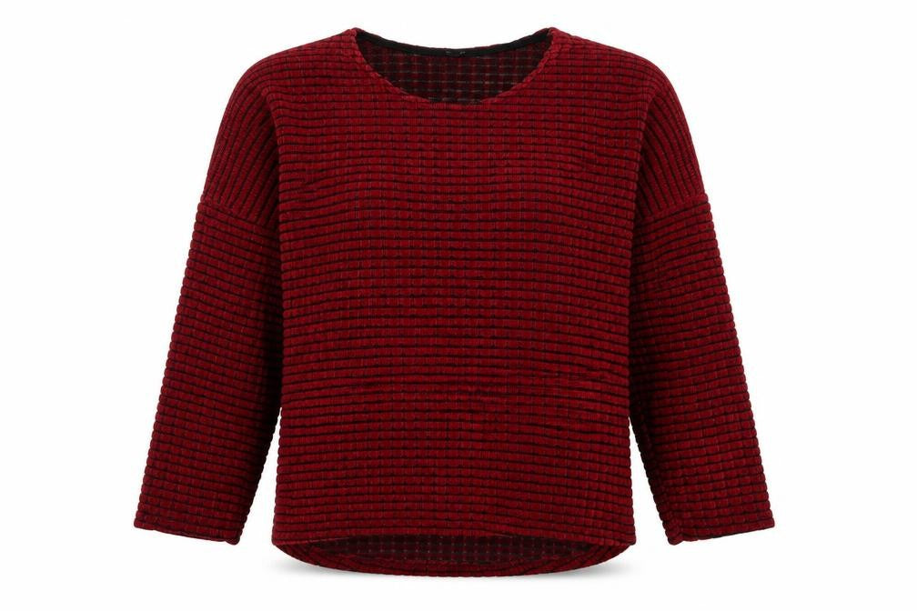 Front view of Preworn women’s red jumper, size L