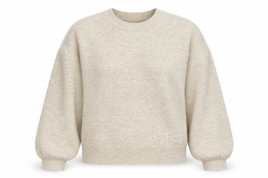 Front view of ASOS women’s beige knit jumper, size UK 8