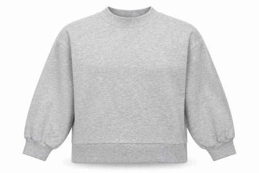 Front view of ASOS women’s grey pullover sweatshirt, size UK 10, - oversized