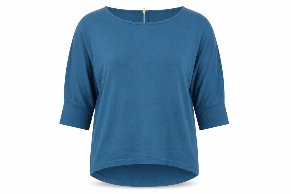 Front view of Kiabi women’s blue knit jumper, size S