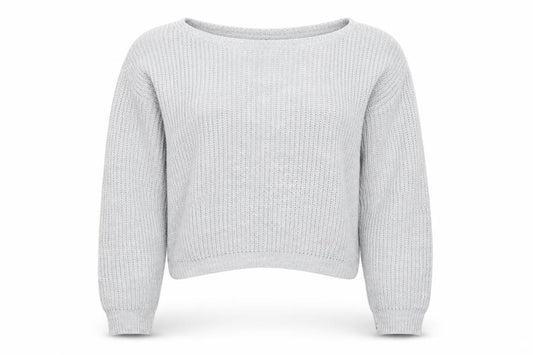 Front view of Boohoo women’s grey knit jumper, size M