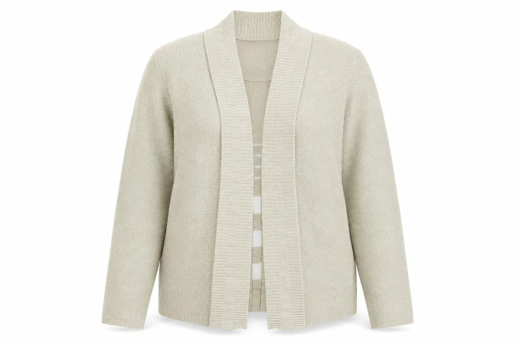 Front view of Alexara women’s beige knit jumper, size L