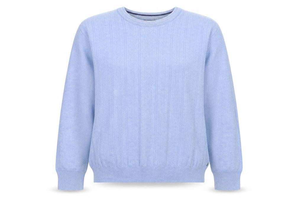 Front view of Wolsey women’s blue knit jumper, size L