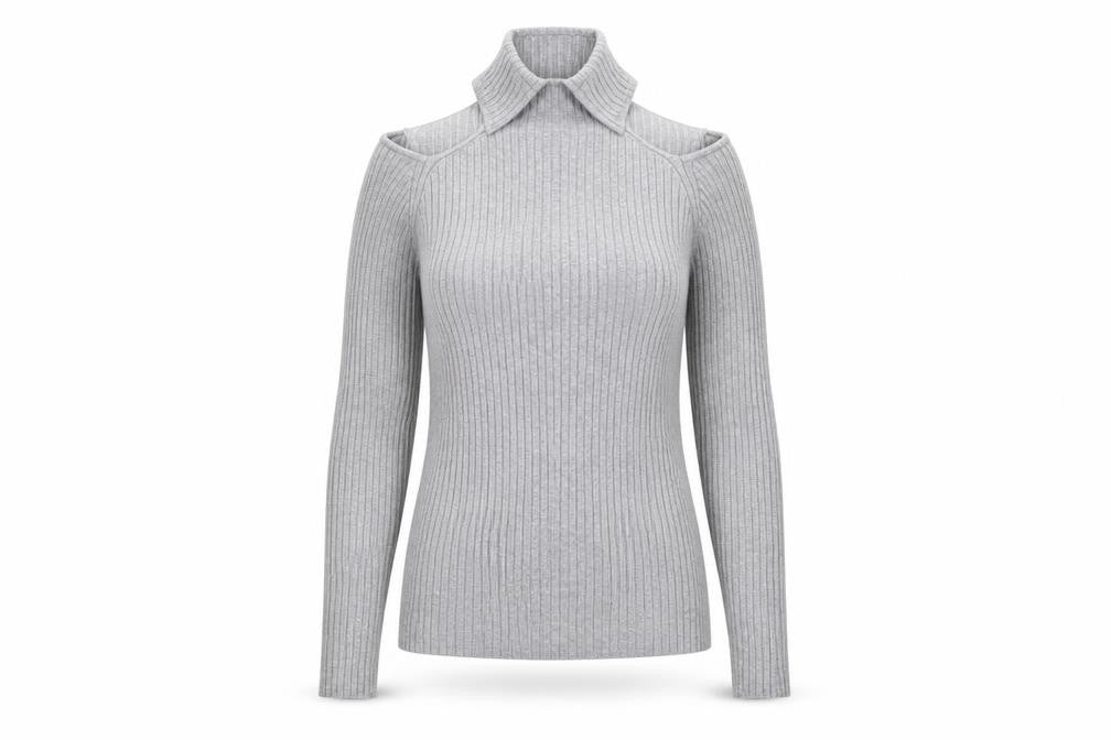 Front view of New Look women’s grey knit jumper, size UK 10