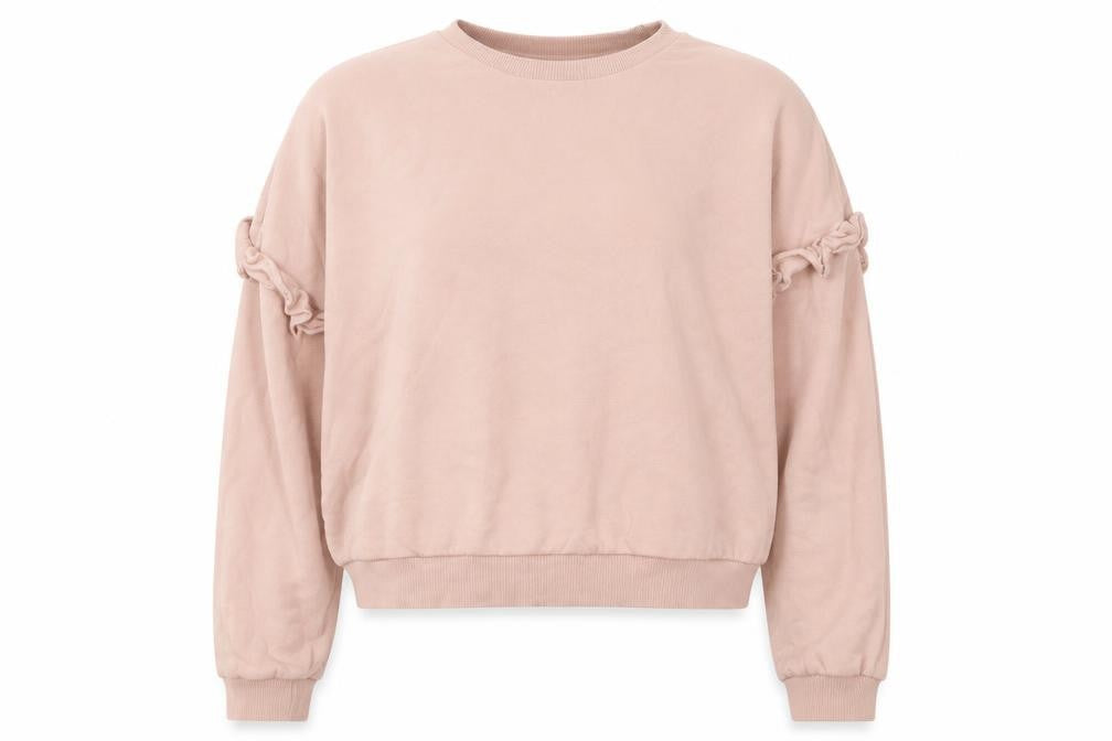 Front view of Urban Classics women’s pink pullover sweatshirt, size M