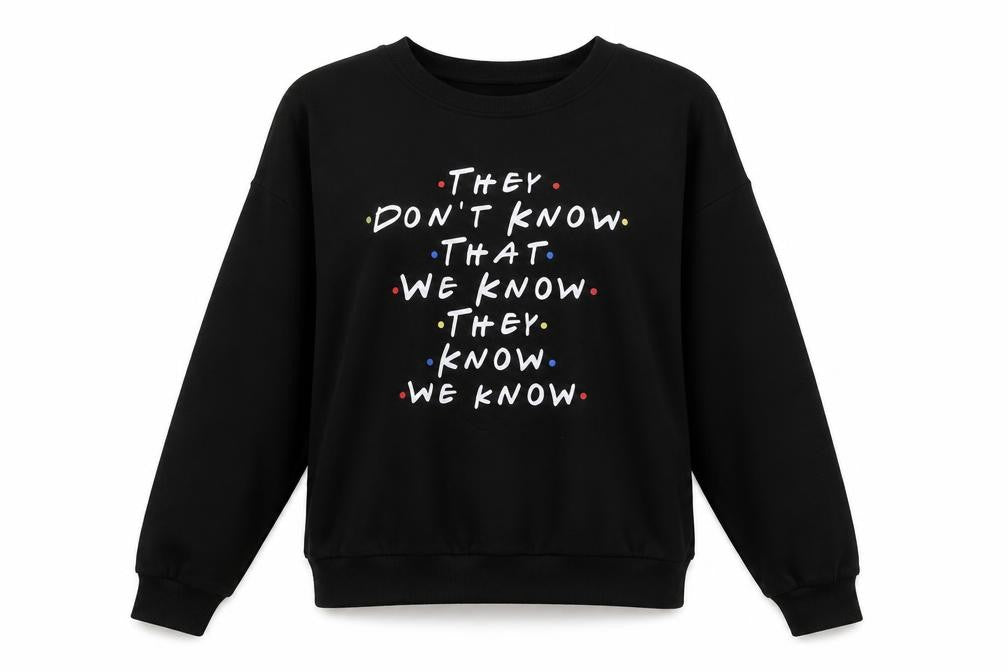 Front view of SHEIN women’s black pullover sweatshirt, size S