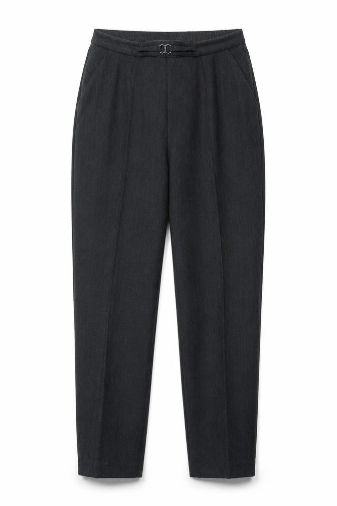 Front view of Bonmarché women’s grey trousers, size UK 12, 28-inch leg