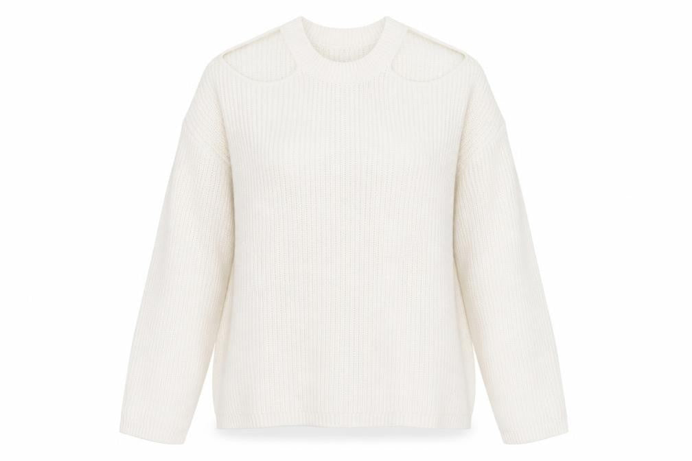 Front view of New Look women’s white pullover sweatshirt, size S
