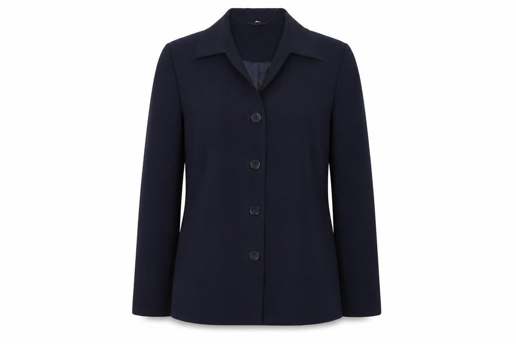 Front view of Preworn women’s blue jacket blazer, size UK 10
