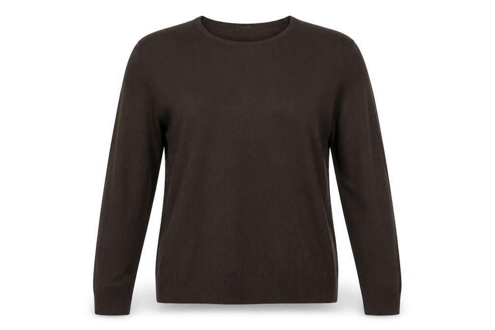 Front view of Marks & Spencer women’s brown pullover sweatshirt, size UK 14