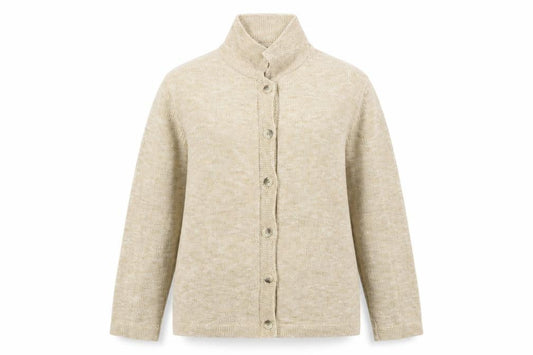 Front view of Marks & Spencer women’s beige jacket, size UK 14
