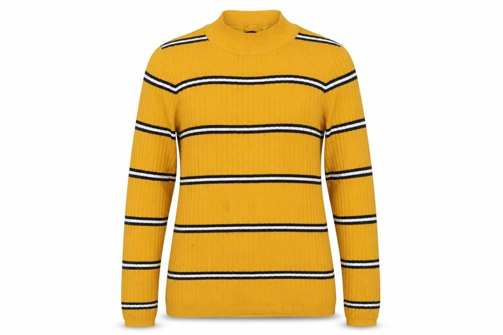 Front view of Primark women’s yellow striped jumper, size XL