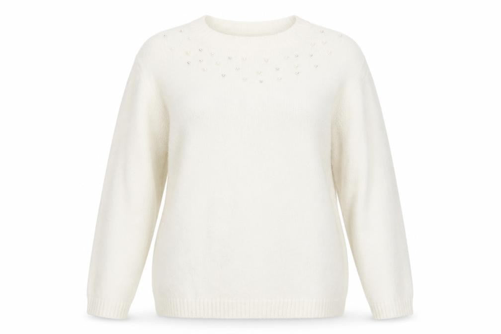 Front view of Peacocks women’s white jumper, size XL