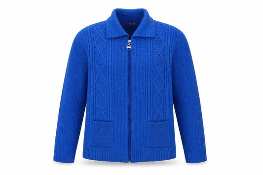 Front view of Glimpse women’s blue jacket, size M