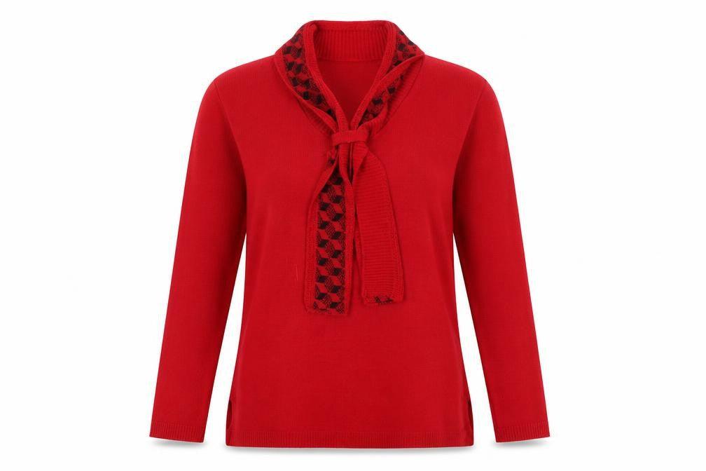 Front view of MONIQUE women’s red jumper, size M