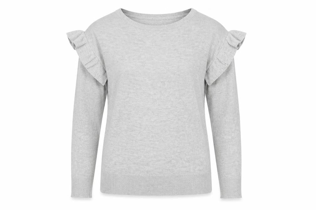 Front view of Dorothy Perkins women’s grey jumper, size UK 6