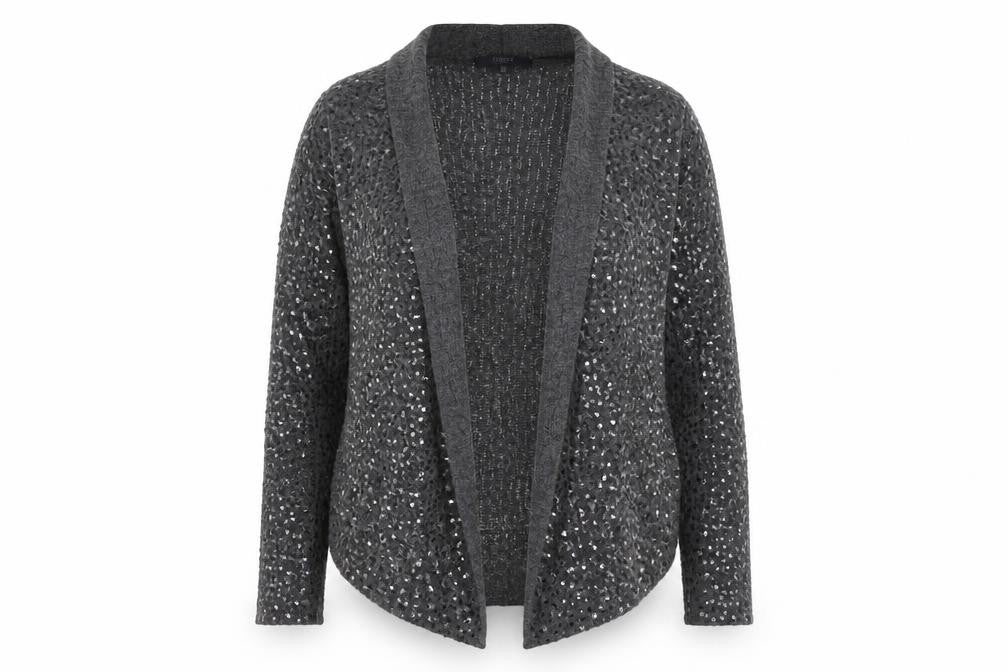 Front view of Cassis women’s grey cardigan jumper, size L
