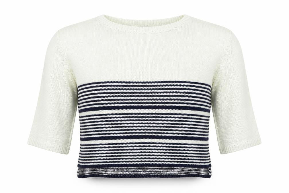 Front view of Pull&Bear women’s blue striped jumper, size S