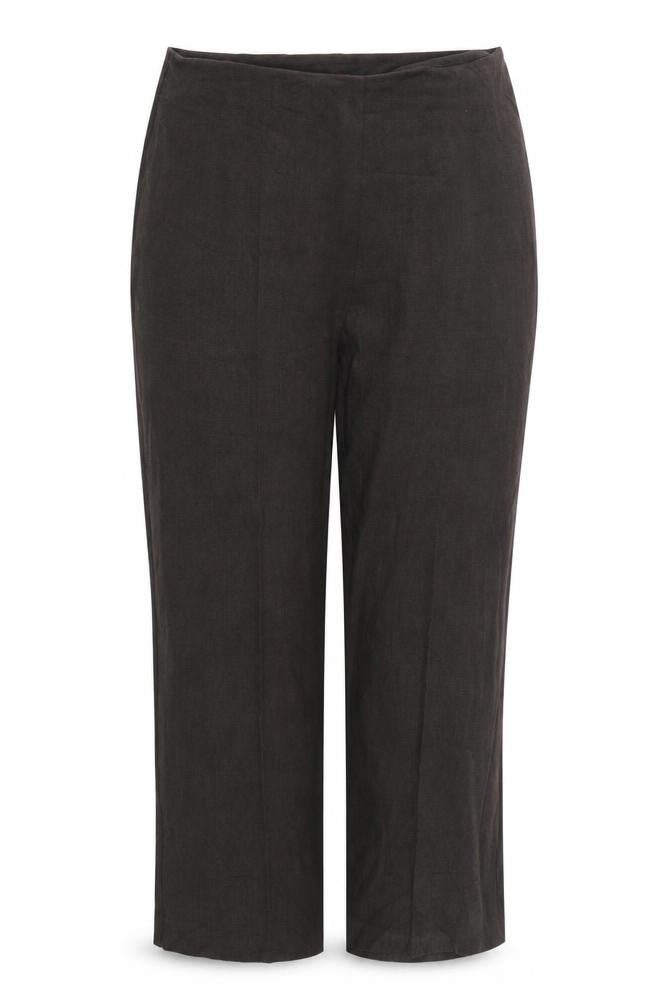 Front view of Marks & Spencer women’s brown trousers, size UK 18, 24-inch leg