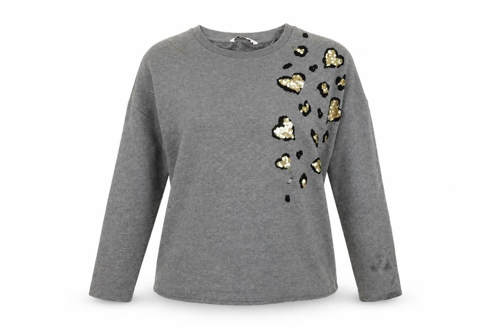 Front view of Tu women’s grey animal print jumper, size UK 10