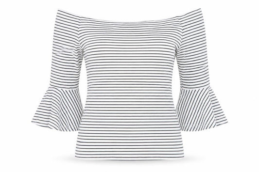 Front view of Topshop women’s multicoloured striped basic blouse, size UK 10