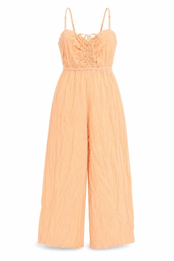 Front view of ASOS women’s orange jumpsuit one-piece, size UK 8