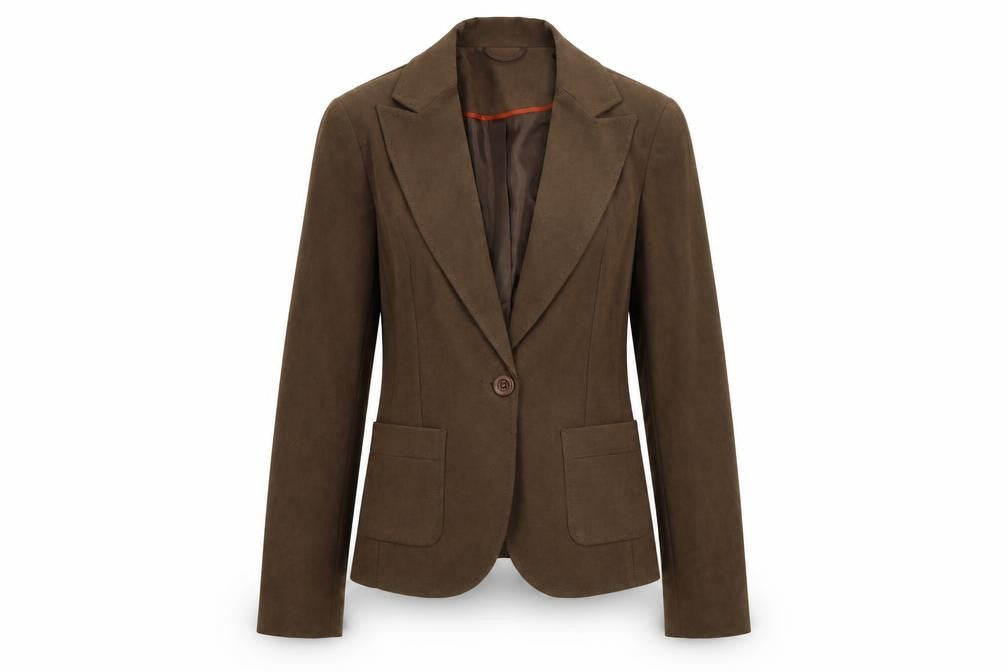 Front view of Evie women’s brown jacket suit jacket, size UK 12