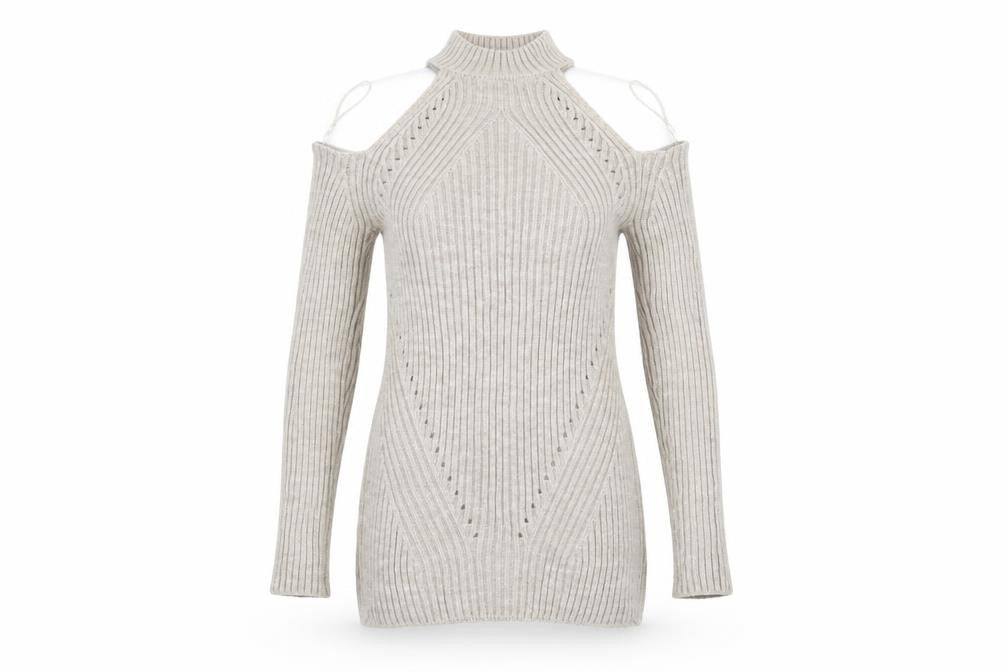 Front view of Select women’s beige knit jumper, size UK 8