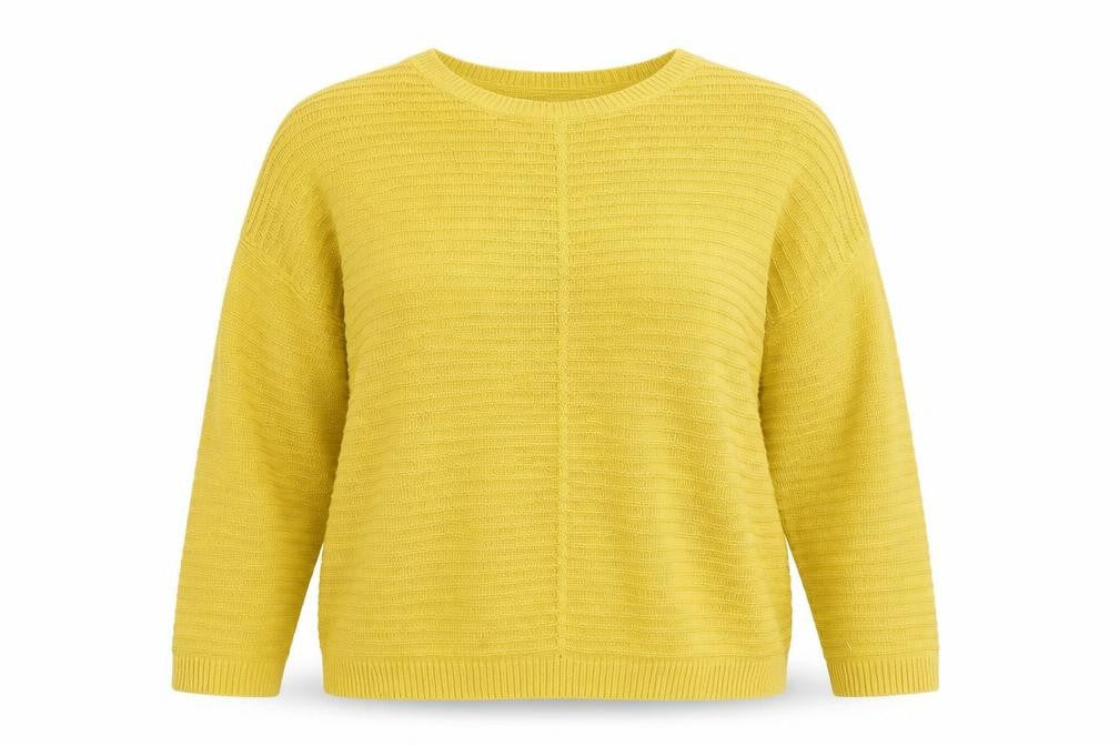 Front view of Peacocks women’s yellow knit jumper, size L