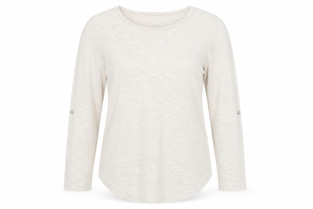 Front view of Primark women’s beige knit jumper, size UK 14
