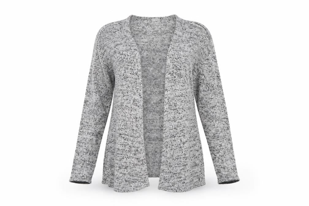 Front view of Divided women’s grey herringbone cardigan jumper, size S