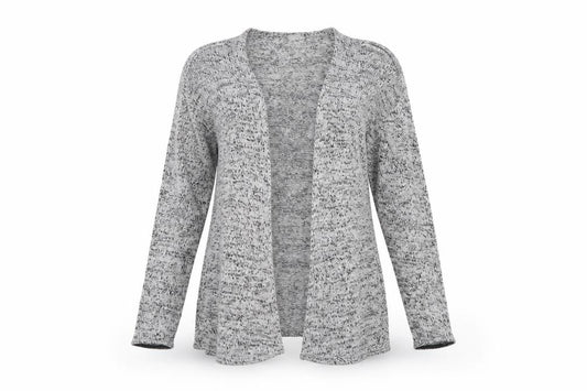 Front view of Divided women’s grey herringbone cardigan jumper, size S