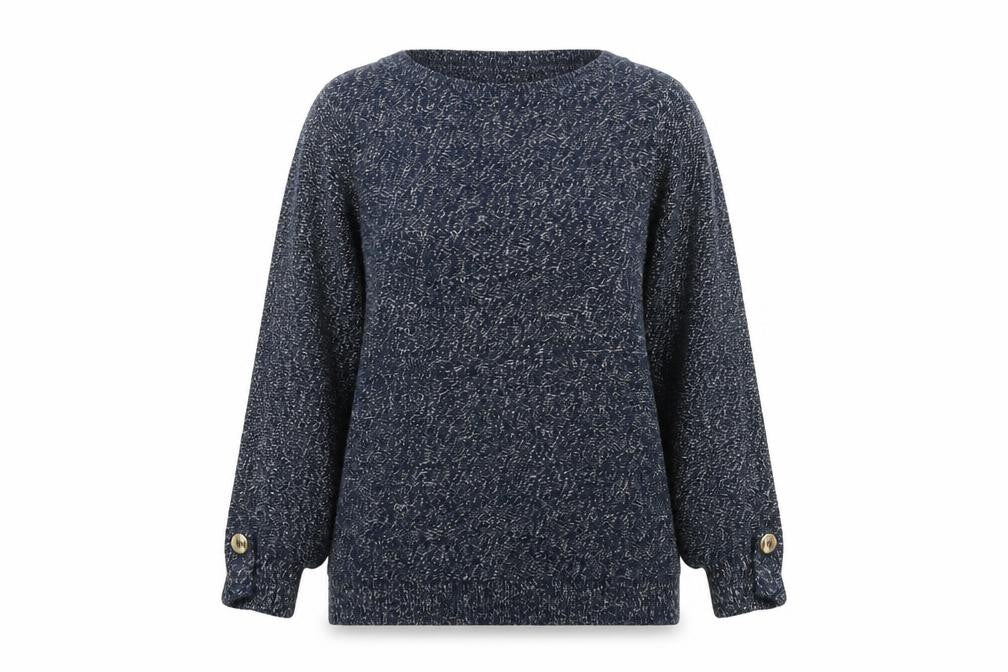 Front view of Marks & Spencer women’s blue jumper, size UK 12