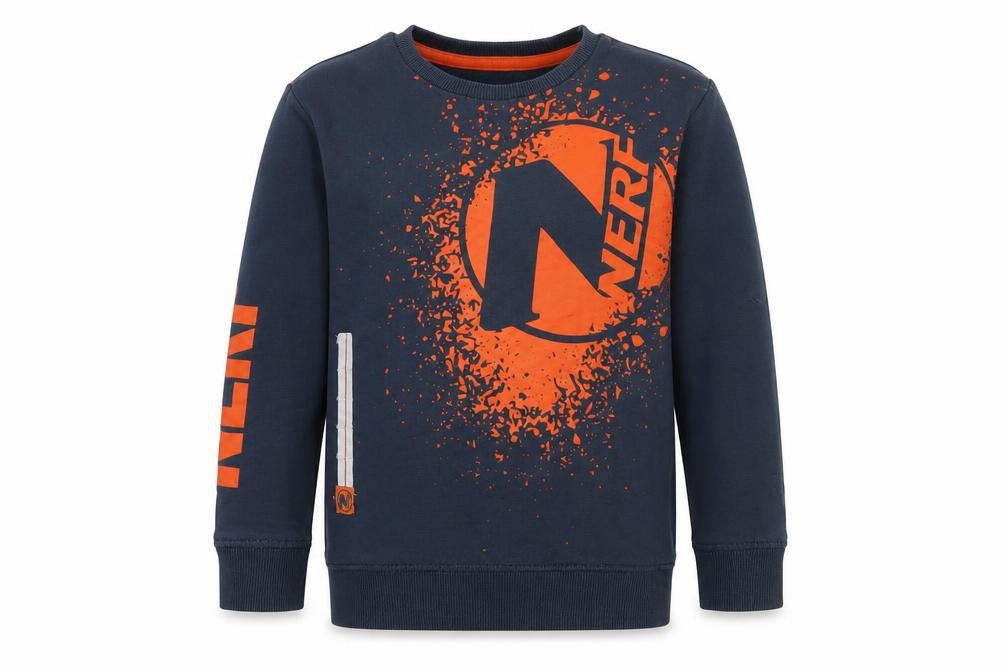 Front view of NERF boys’ grey jumper, size 6, years