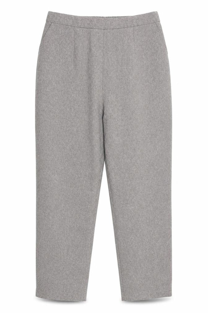 Front view of Preworn women’s brown trousers, size UK 12, 24-inch leg