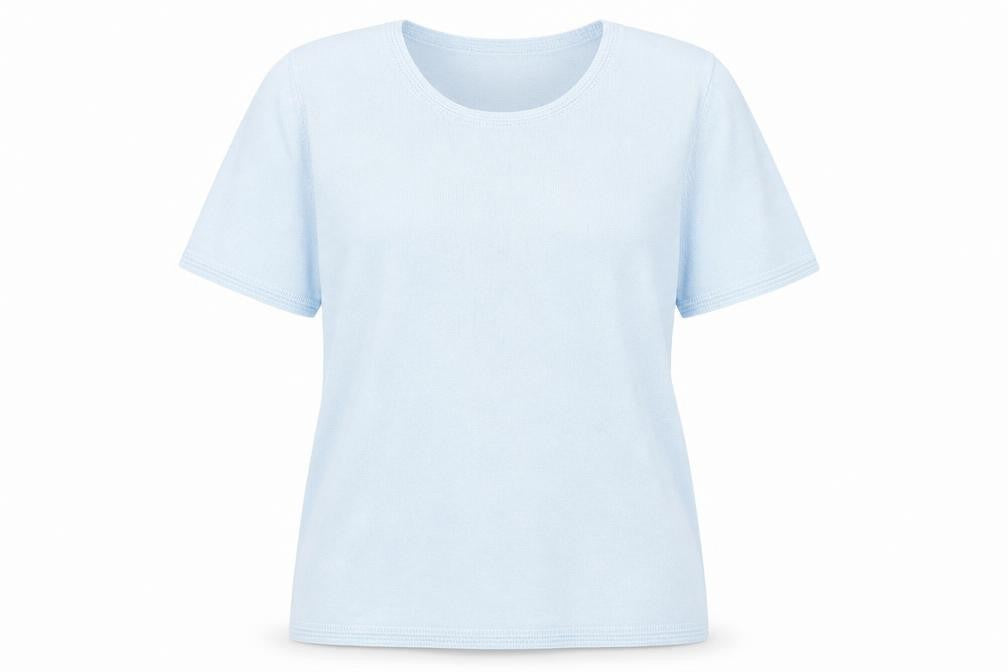 Front view of Classics women’s blue jumper, size UK 20