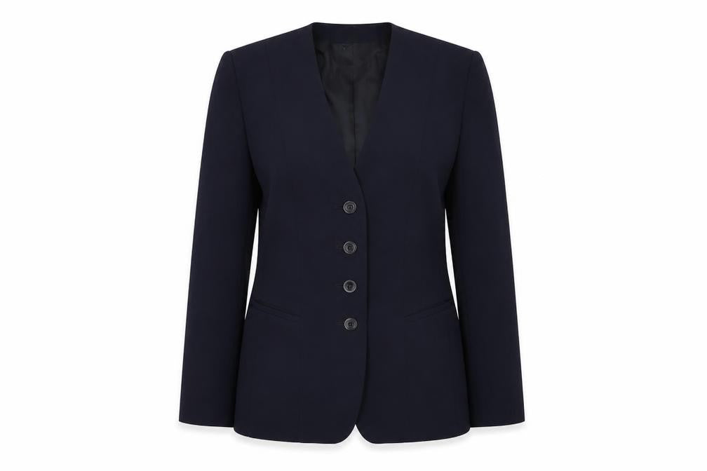 Front view of Bianca women’s blue jacket blazer, size UK 12