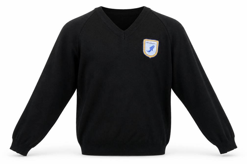 Front view of SWI men’s black jumper, size S
