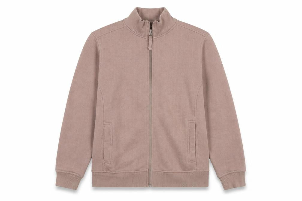 Front view of Bonmarché women’s beige full zip sweatshirt, size S