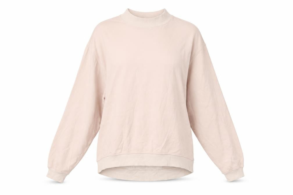 Front view of H&M women’s pink pullover sweatshirt, size M