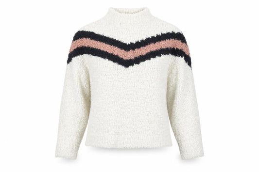 Front view of FASHION PRIVATE COMPANY women’s multicoloured striped jumper, size S