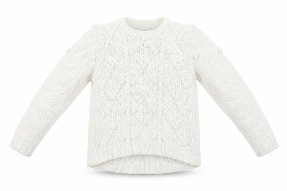Front view of Tu girls’ white argyle/diamond pullover sweatshirt, size 8, years