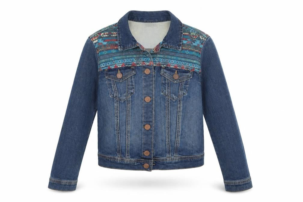 Front view of H&M women’s black fair isle jacket, size UK 8