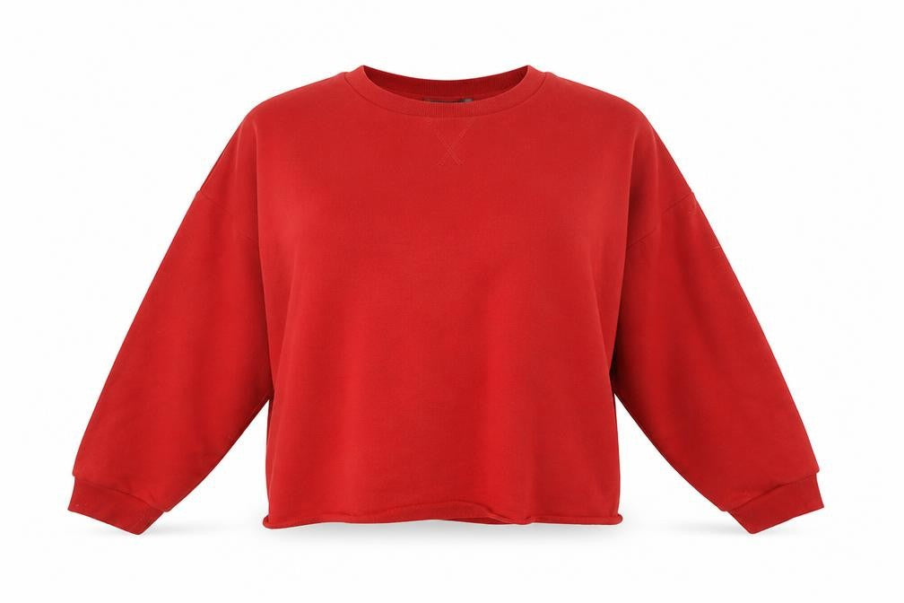 Front view of Primark women’s orange pullover sweatshirt, size L
