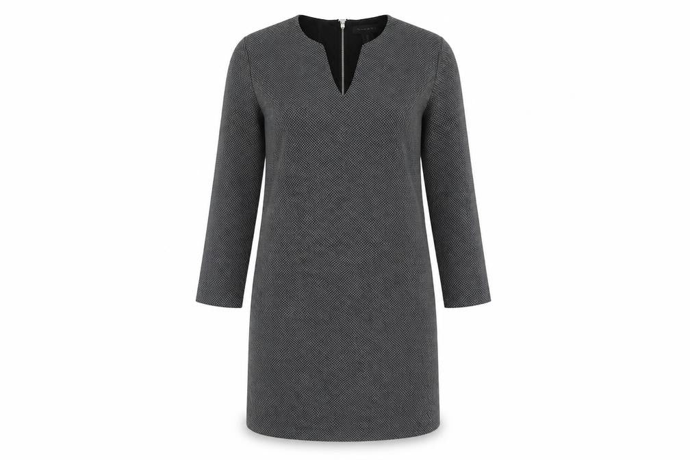 Front view of Yahari women’s grey jumper dress, size UK 10