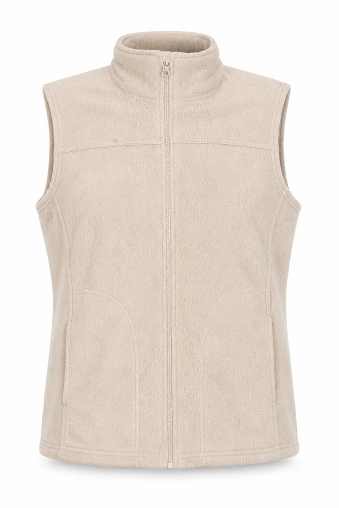 Front view of M&Co women’s beige vest sweatshirt, size XL
