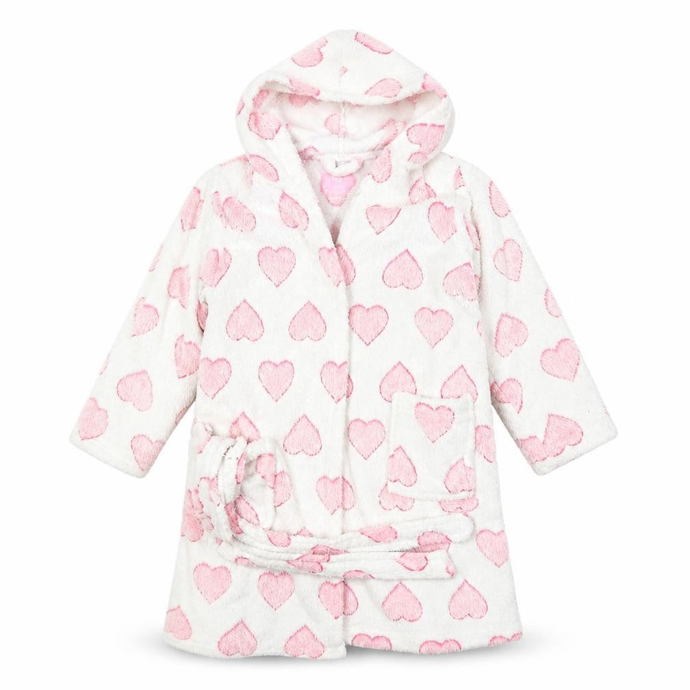 Front view of Young Dimension girls’ white geometric robe, size 7-8, years
