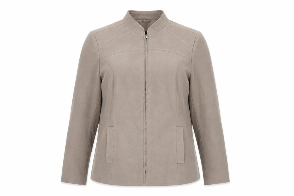 Front view of Bonmarché women’s beige jacket blazer, size UK 16