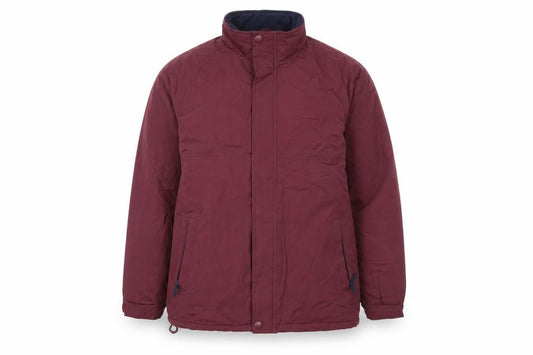 Front view of Hutson harbour men’s red anorak coat, size M