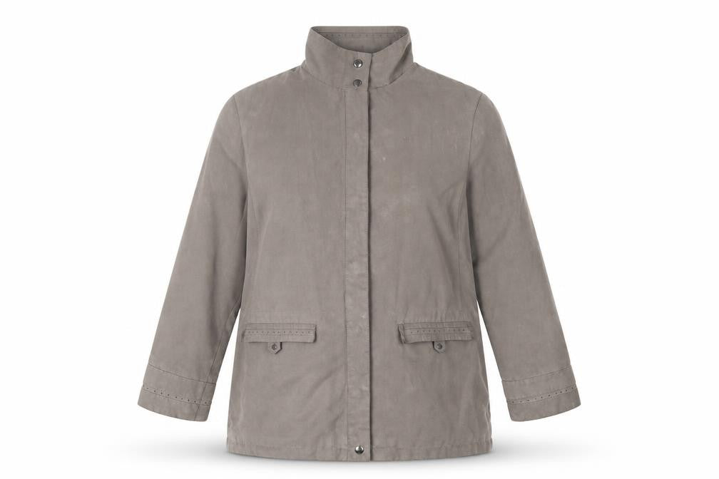 Front view of Debenhams women’s grey jacket coat, size UK 14